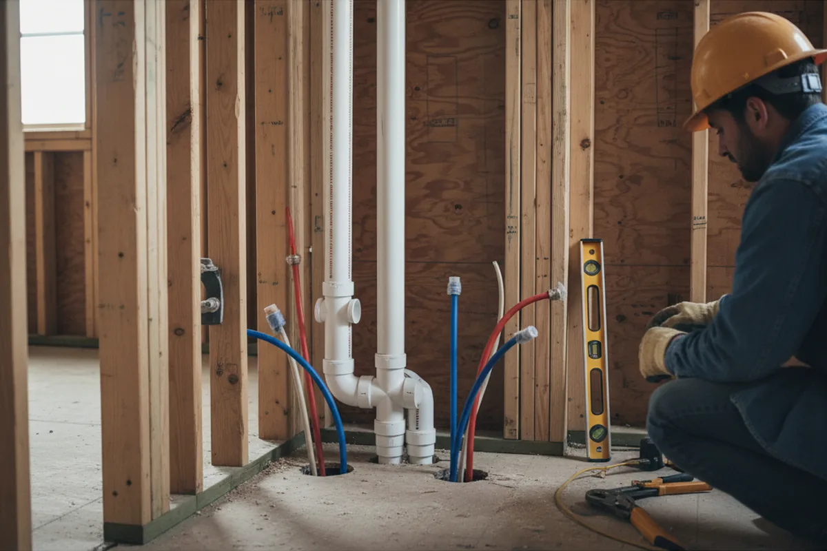 Drain and supply rough-in during Garbage Disposal Repair in Erwin